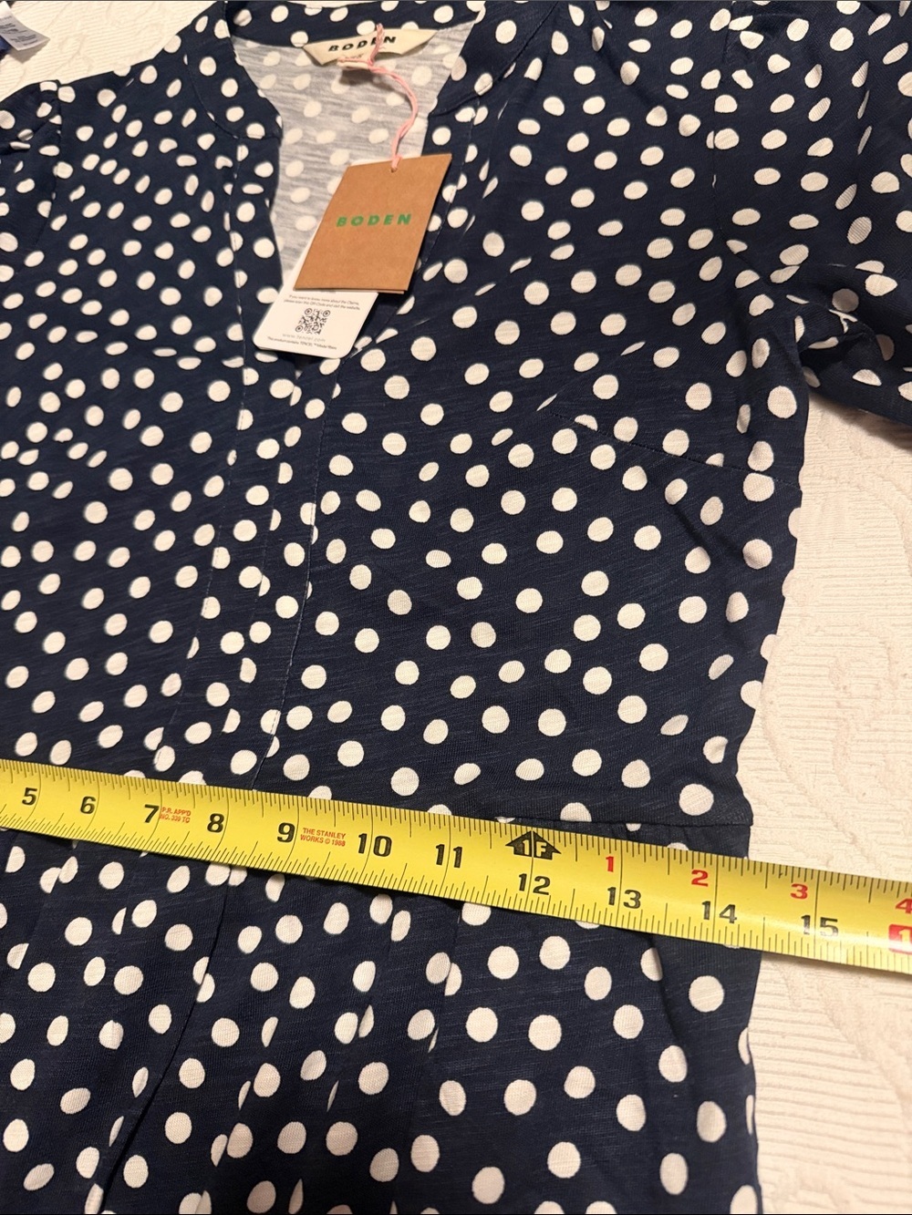 Boden Naomi Relaxed Jersey Navy Polka Dot Long-Sleeve Dress. NWT. US 2/UK 6 - Picture 10 of 10
